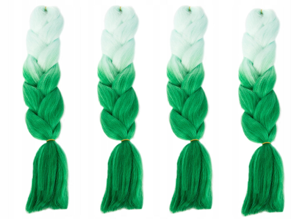 Extensii par sintetic pentru impletituri, Zola®, 60 cm, verde balayage Extensii par sintetic pentru impletituri, Zola®, 60 cm, verde balayage